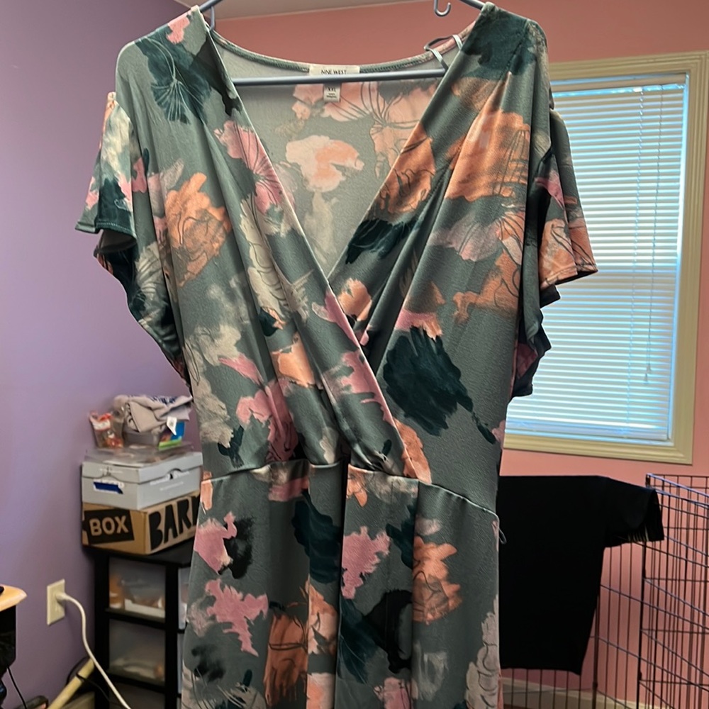 Nine West Flutter Sleeve Wrap Dress